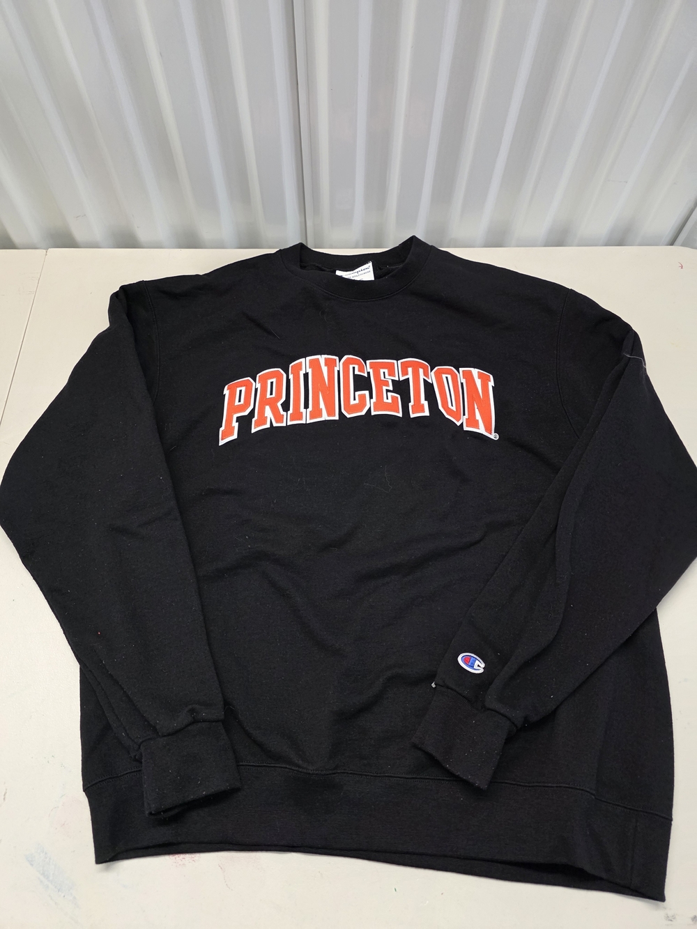 Princeton University Champion Sweatshirt Black Crewneck Pullover Embroidered Men